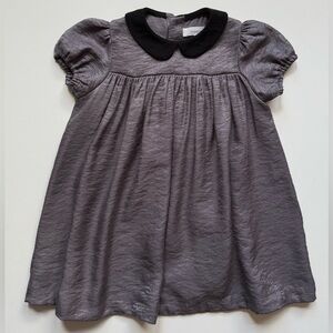 Benebene Girls Gray Metallic Dress with Black Peter Pan Collar - Size 24M